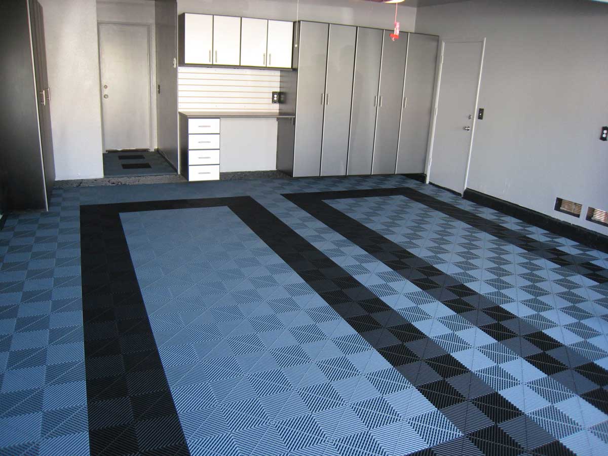 Interlocking PVC floor tiles